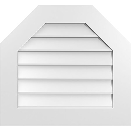 Ekena Millwork Octagonal Top Surface Mount PVC Gable Vent w/ 3-1/2"W x 1"P Standard Frame, 26"W x 24"H GVPOT26X2401SN